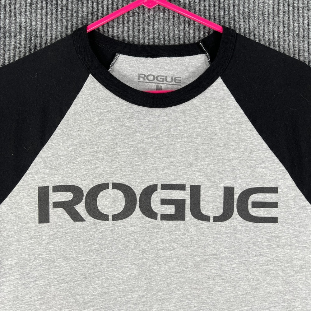 Rouge Womens Shirt Medium Gray Black Short Sleeve Made in USA Lifting Gym Active